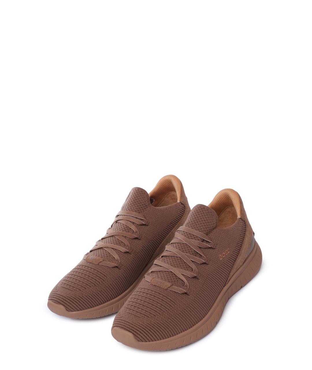 HUGO BOSS Коричневые текстильные высокие кроссовки / кеды, фото 2