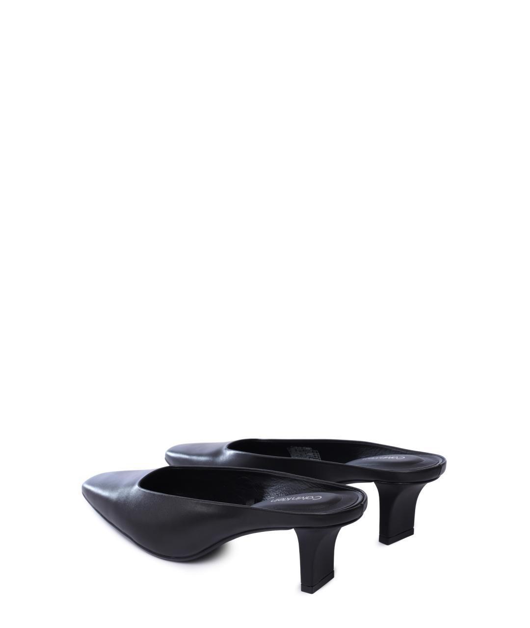 CALVIN KLEIN Черные кожаные мюли, фото 5