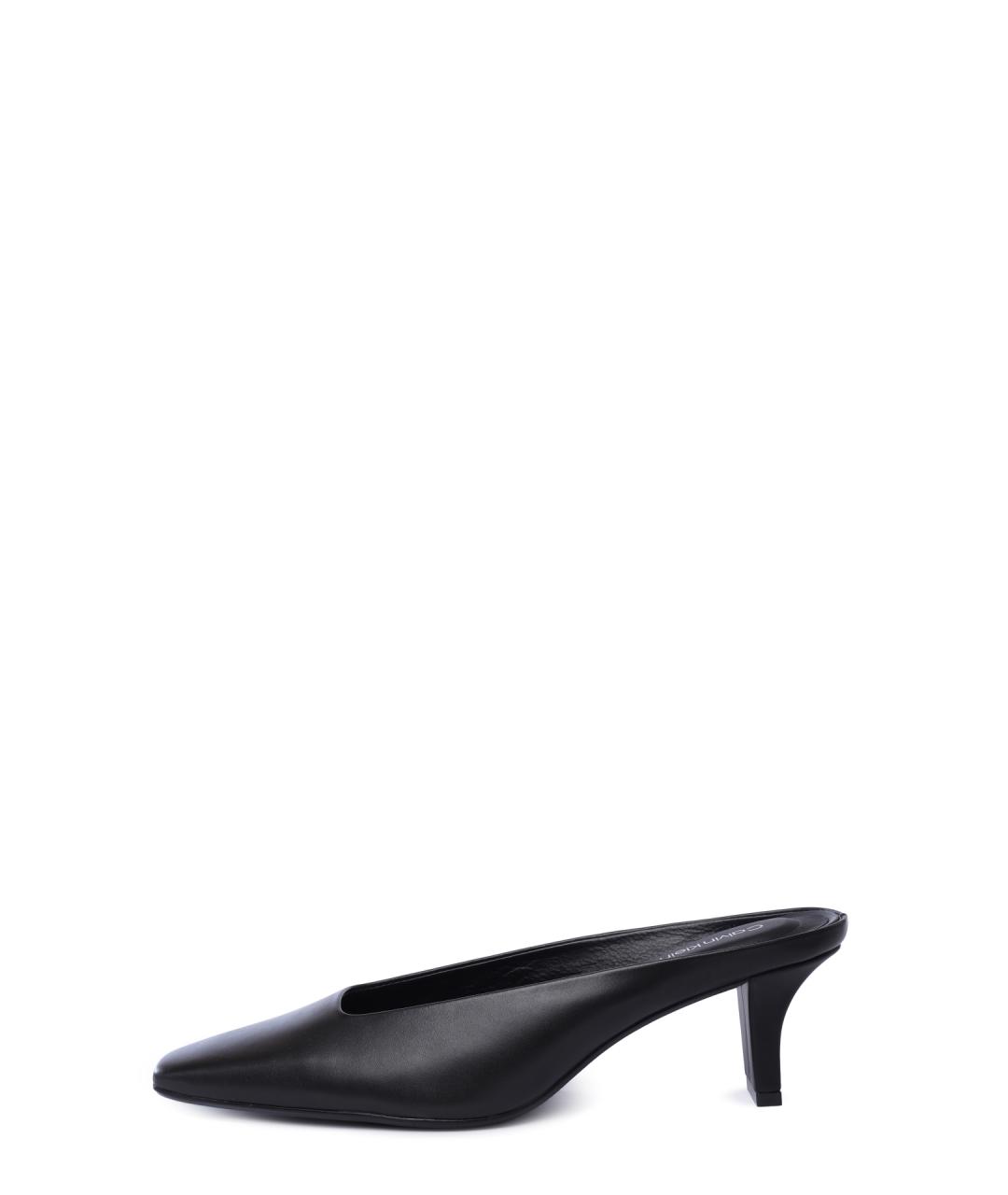 CALVIN KLEIN Черные кожаные мюли, фото 6