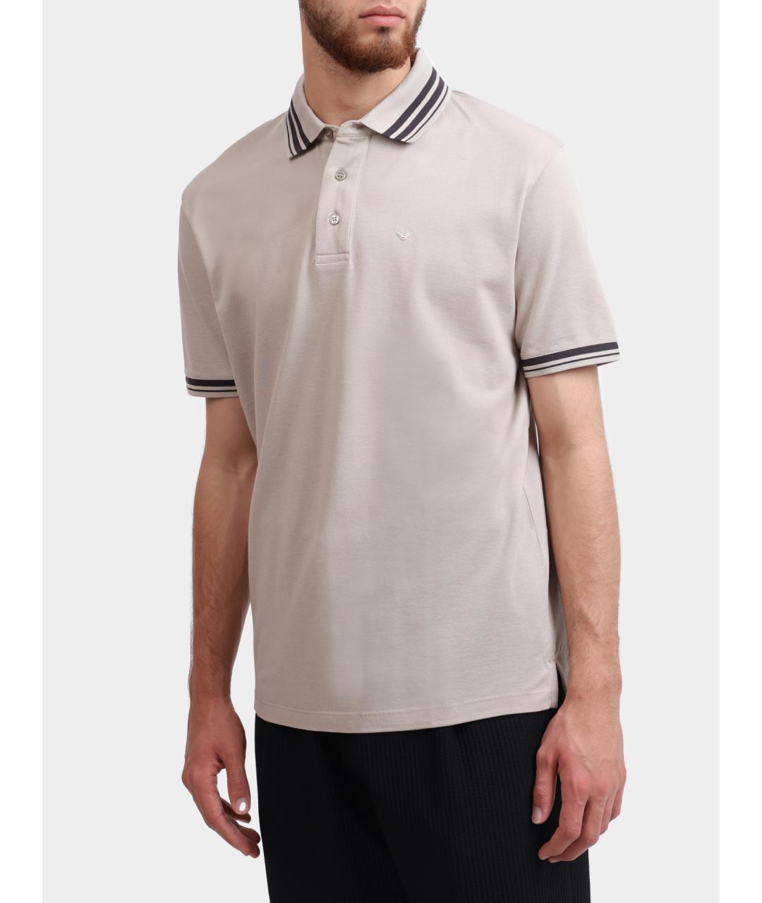 EMPORIO ARMANI Бежевая хлопковая футболка, фото 3