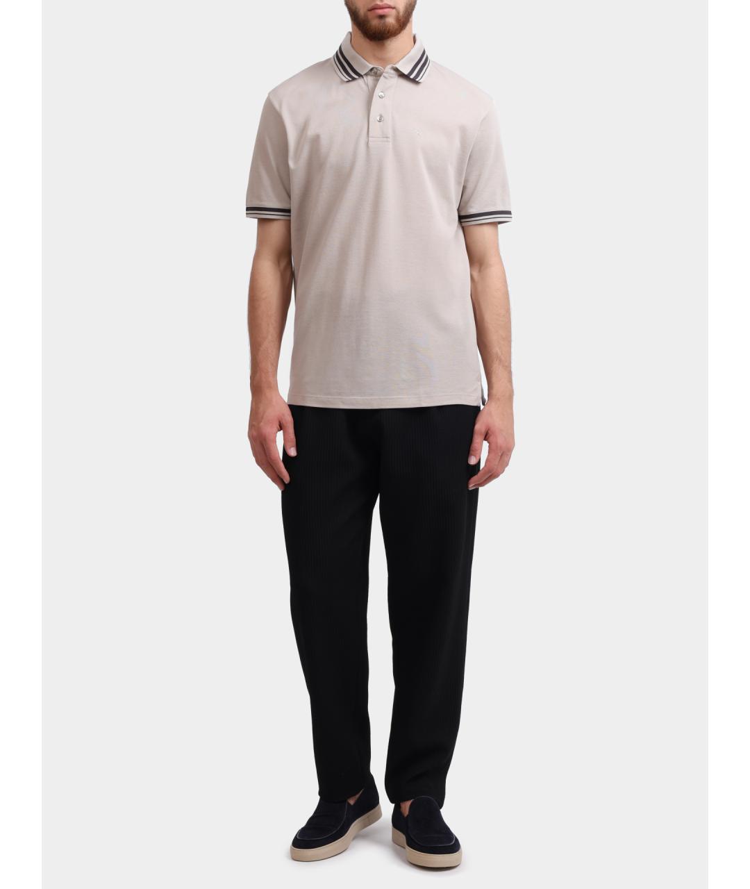 EMPORIO ARMANI Бежевая хлопковая футболка, фото 2