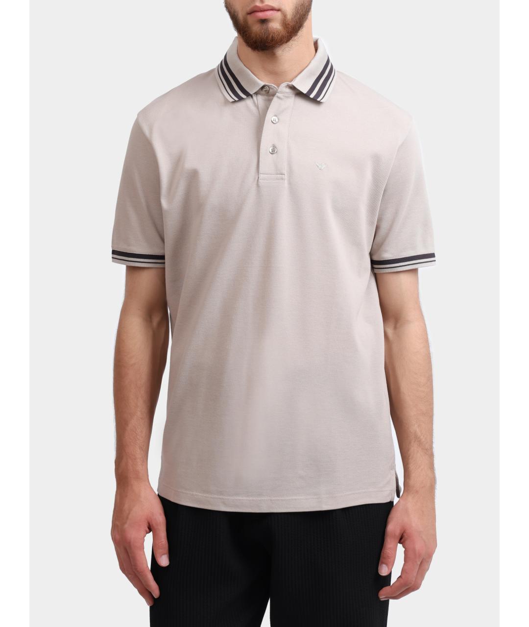 EMPORIO ARMANI Бежевая хлопковая футболка, фото 6