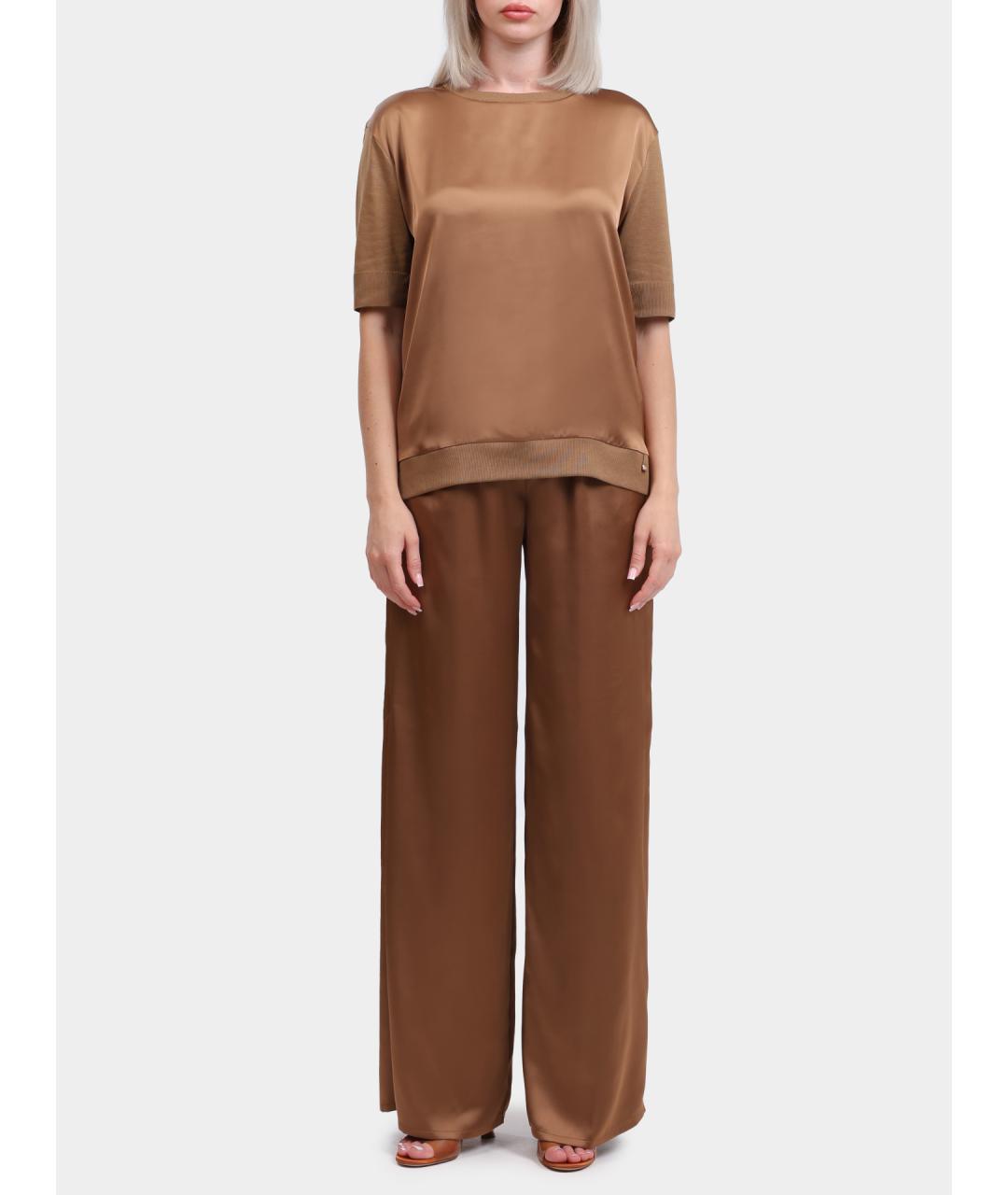 HERNO Коричневые прямые брюки, фото 2