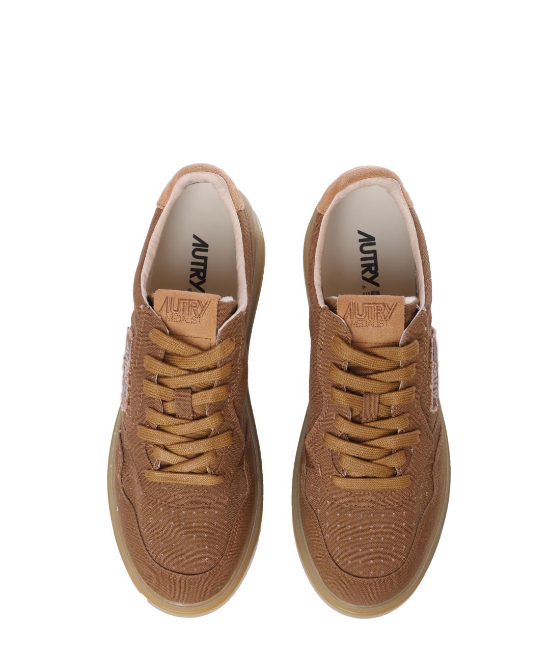 AUTRY Коричневые текстильные низкие кроссовки / кеды, фото 3