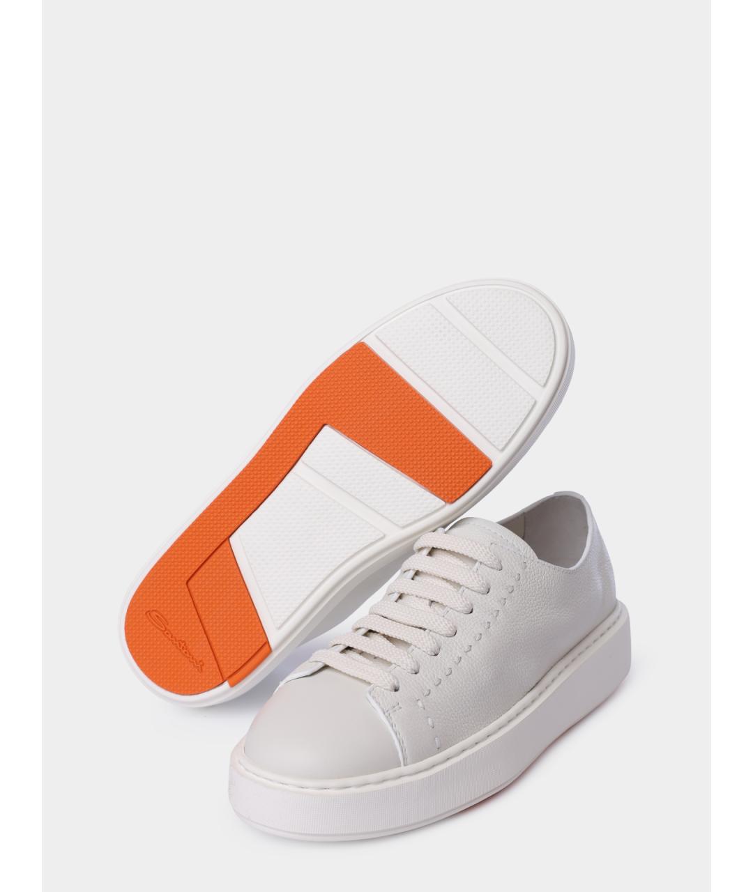 SANTONI Белые кожаные кеды, фото 5