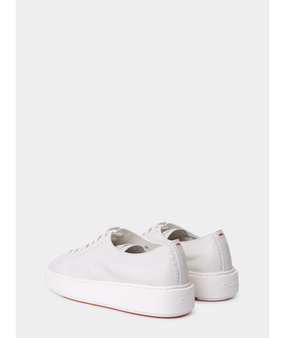 SANTONI Белые кожаные кеды, фото 6