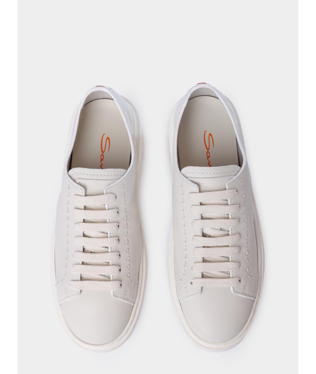 SANTONI Белые кожаные кеды, фото 4