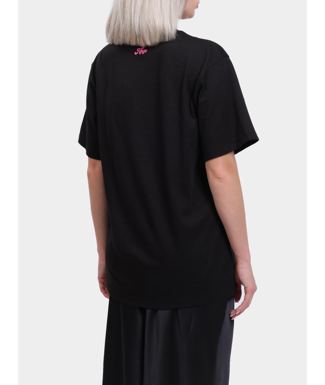 HUGO Черная хлопковая футболка, фото 5