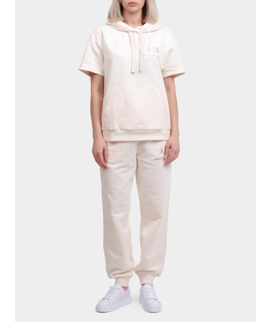 ARMANI EXCHANGE Белые хлопковые прямые брюки, фото 2