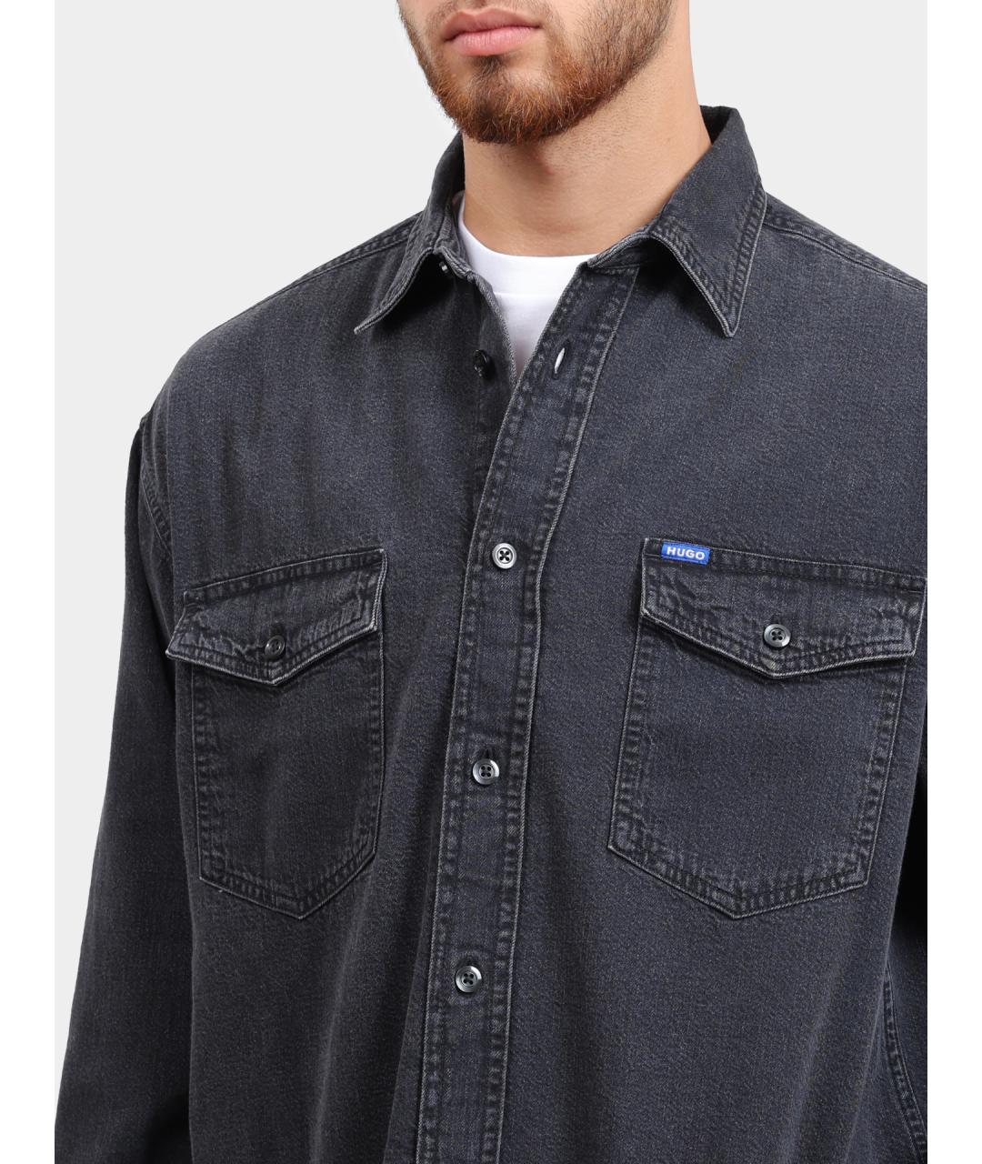 HUGO Серая кэжуал рубашка, фото 4