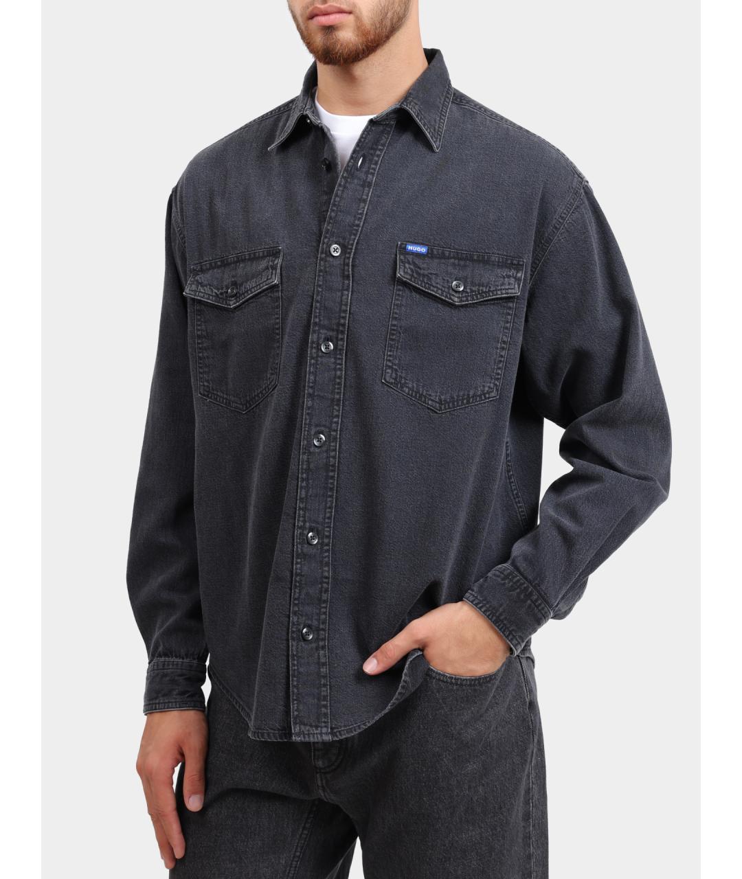 HUGO Серая кэжуал рубашка, фото 3
