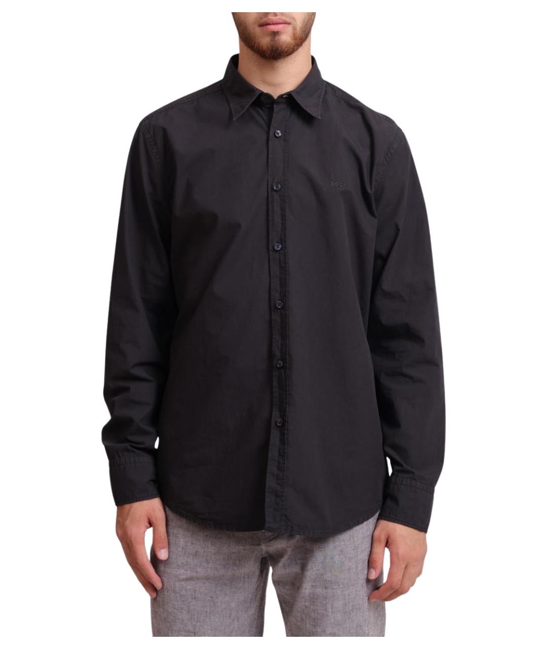 HUGO BOSS Черная хлопковая кэжуал рубашка, фото 1