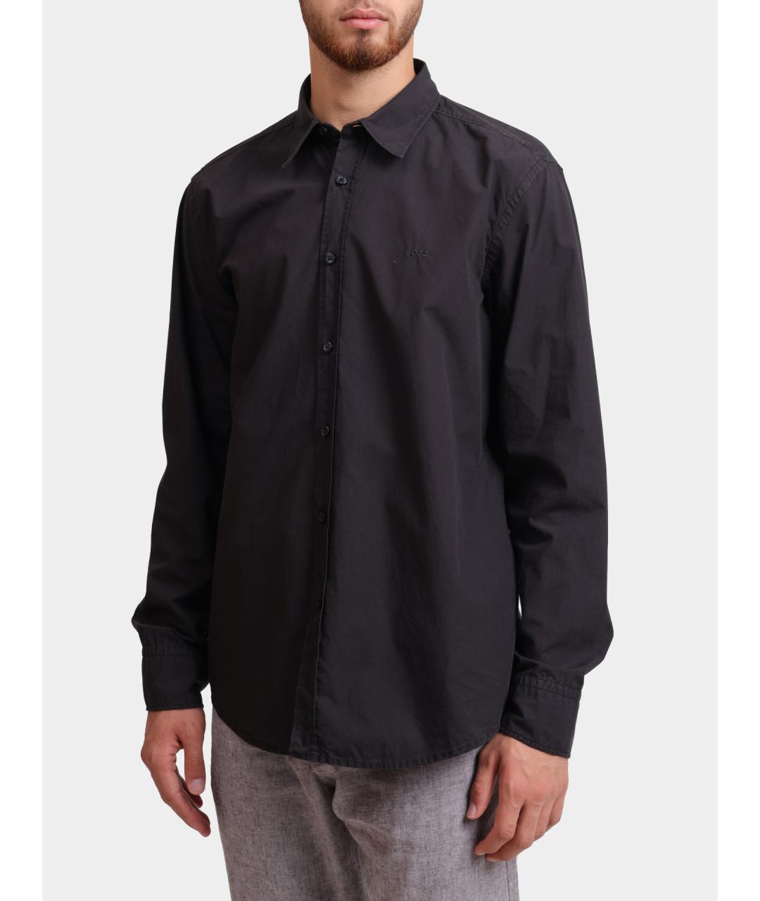HUGO BOSS Черная хлопковая кэжуал рубашка, фото 3