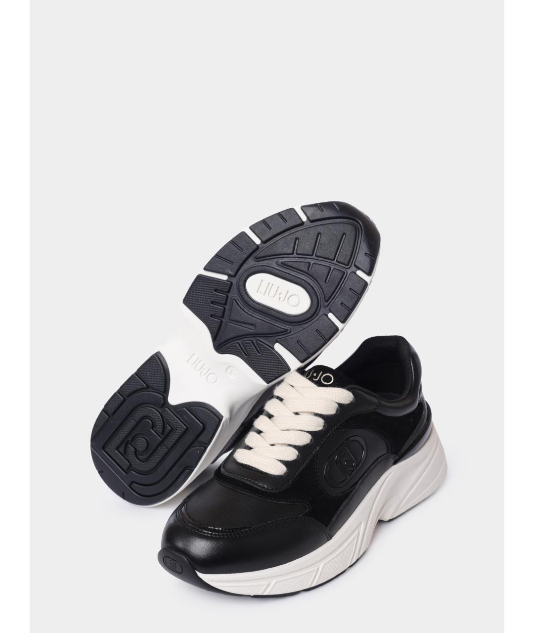 LIU JO Черные кожаные кроссовки, фото 4