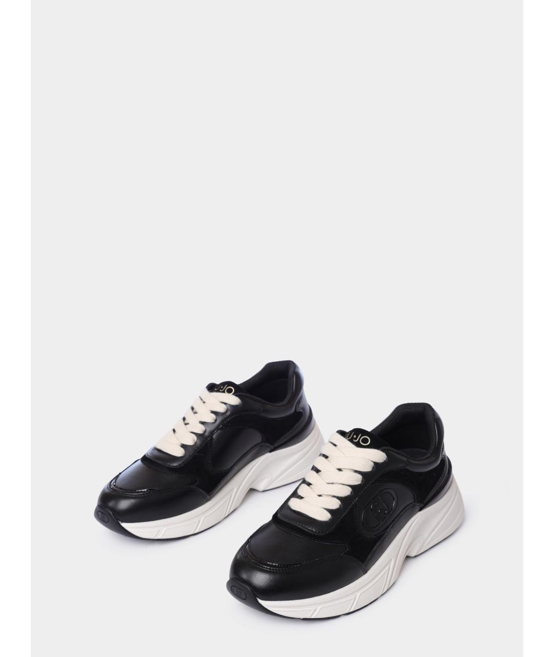 LIU JO Черные кожаные кроссовки, фото 2