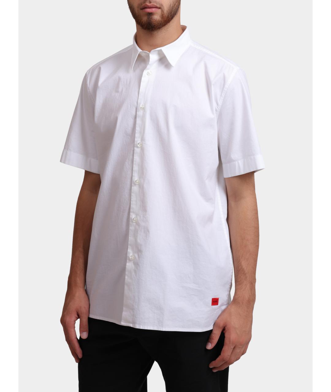 HUGO Белая хлопковая кэжуал рубашка, фото 3