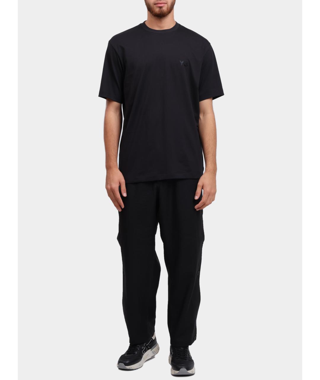 Y-3 Черная хлопковая футболка, фото 2