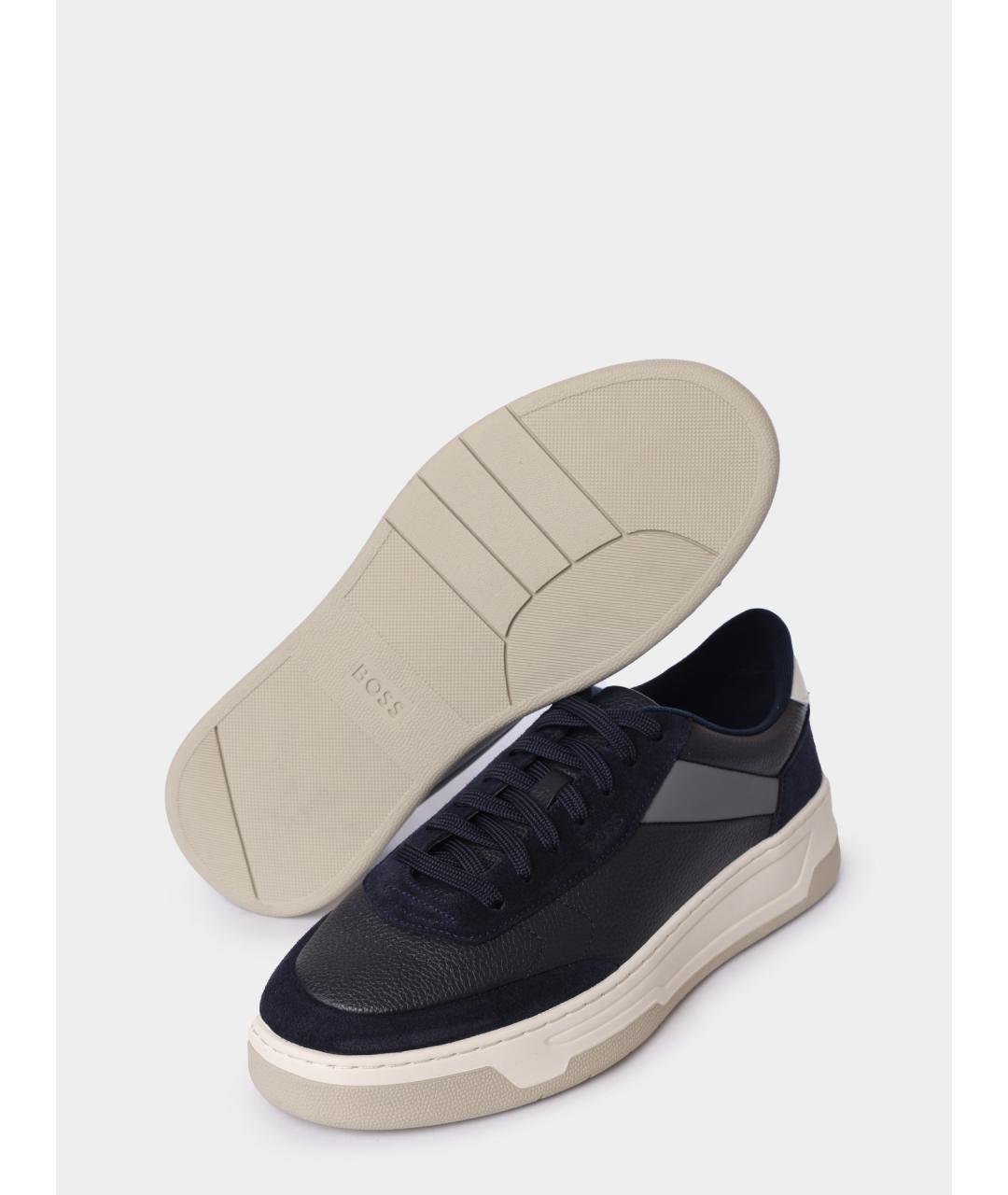 HUGO BOSS Синие кожаные низкие кроссовки / кеды, фото 4