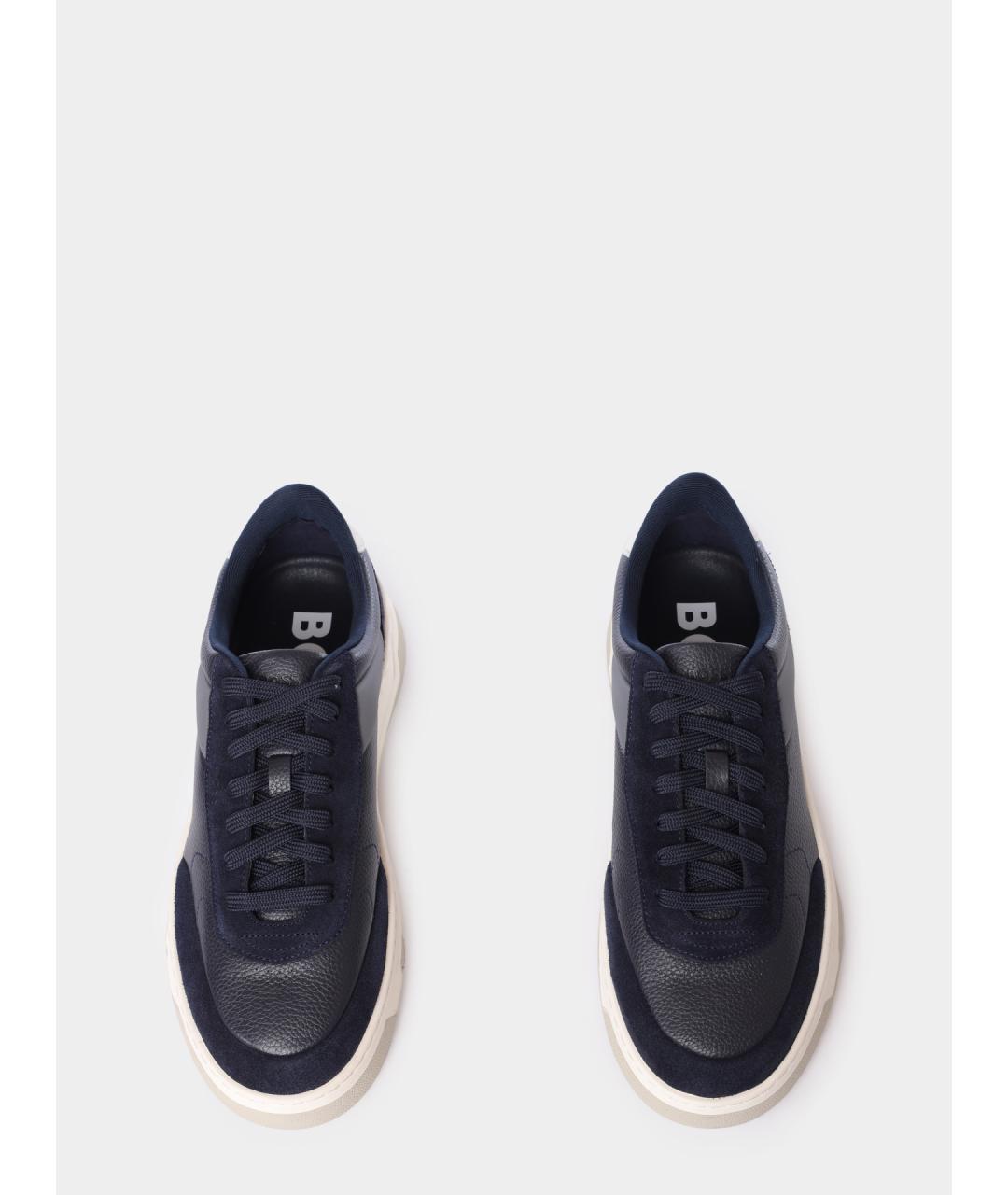 HUGO BOSS Синие кожаные низкие кроссовки / кеды, фото 3