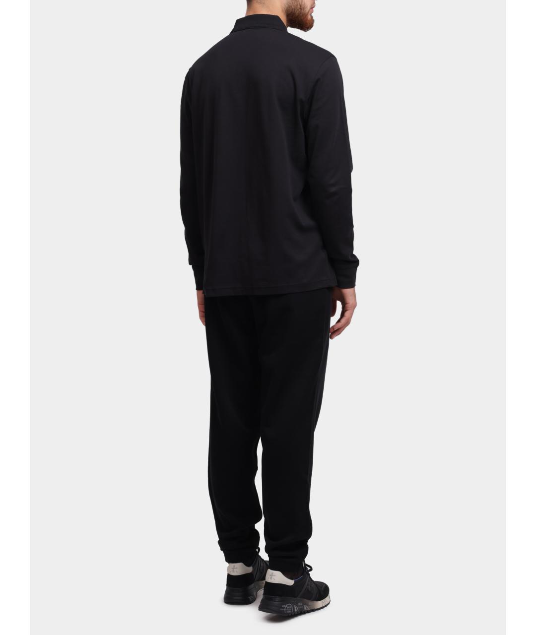 HUGO BOSS Черное хлопковое поло с длинным рукавом, фото 4