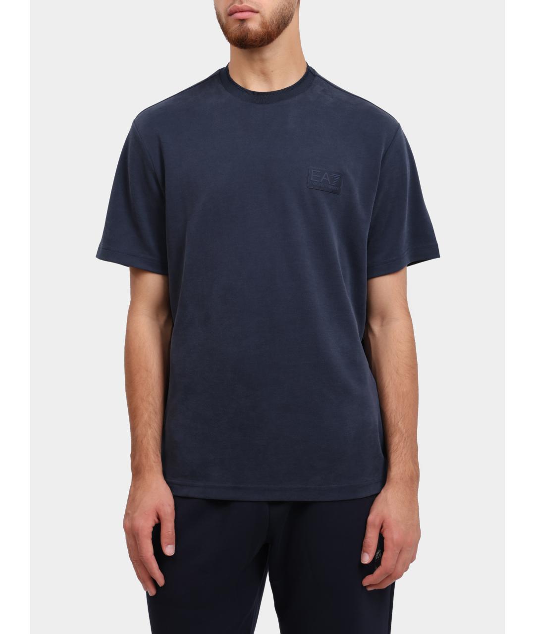 EA7 Синяя хлопковая футболка, фото 5