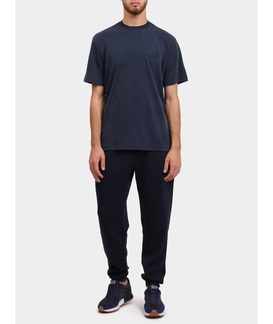 EA7 Синяя хлопковая футболка, фото 2