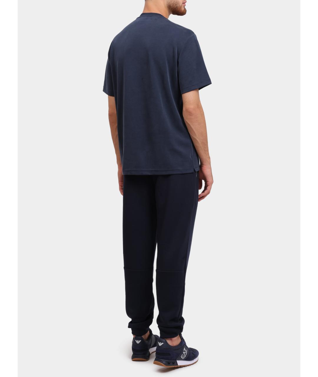 EA7 Синяя хлопковая футболка, фото 4