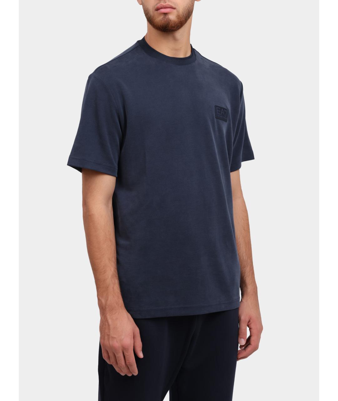 EA7 Синяя хлопковая футболка, фото 3