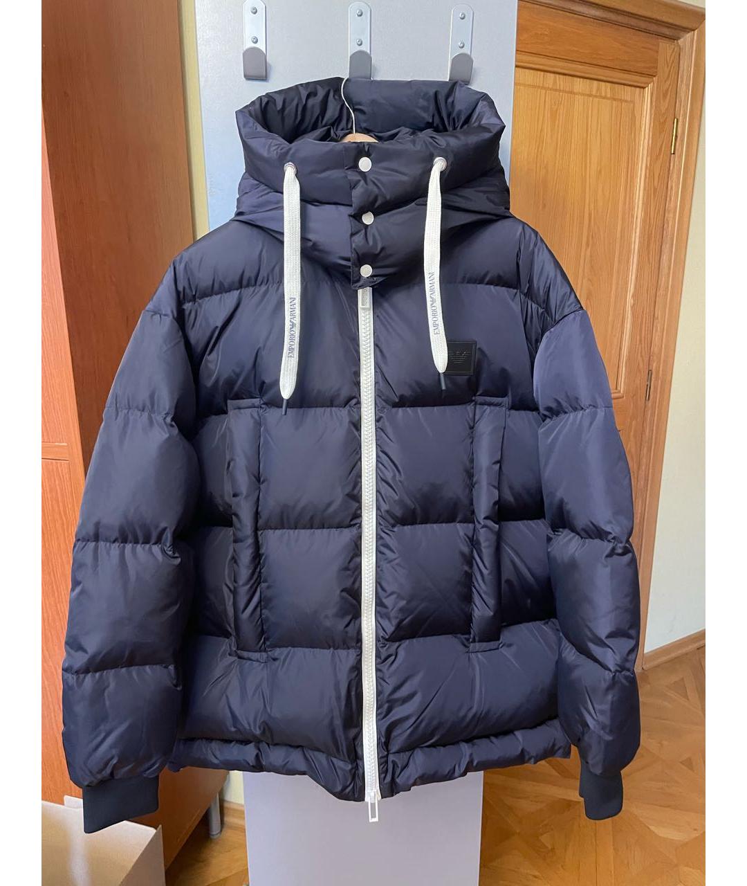 EMPORIO ARMANI Темно-синий полиэстеровый пуховик, фото 8