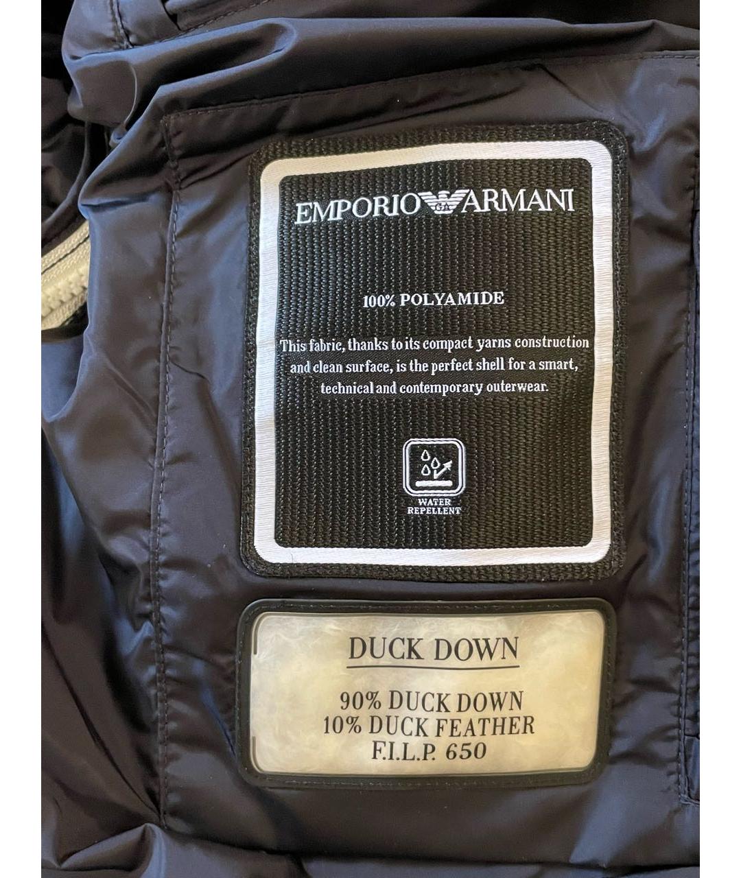 EMPORIO ARMANI Темно-синий полиэстеровый пуховик, фото 4