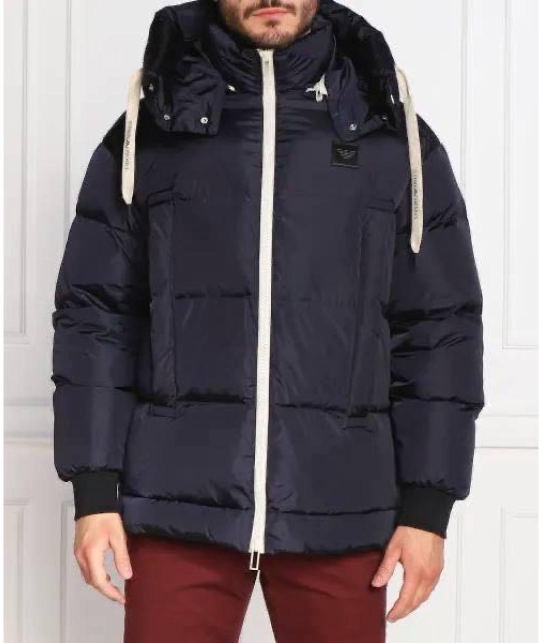 EMPORIO ARMANI Темно-синий полиэстеровый пуховик, фото 7