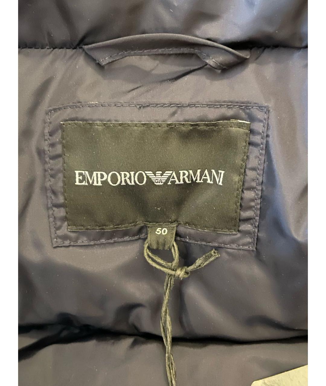 EMPORIO ARMANI Темно-синий полиэстеровый пуховик, фото 3
