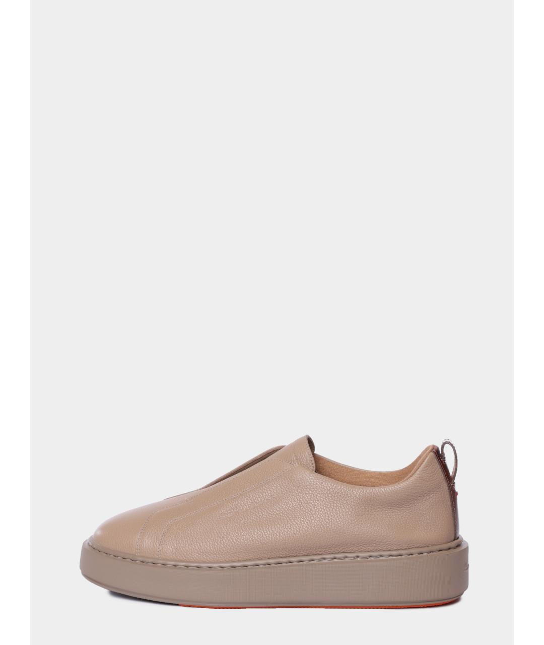 SANTONI Бежевые кожаные кеды, фото 6