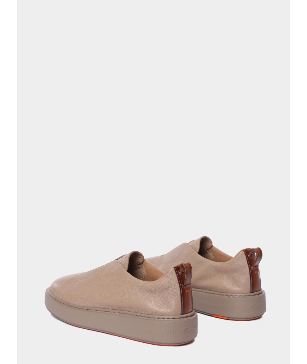 SANTONI Бежевые кожаные кеды, фото 5