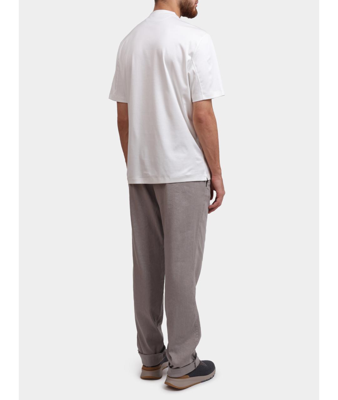 BRUNELLO CUCINELLI Белая хлопковая футболка, фото 5