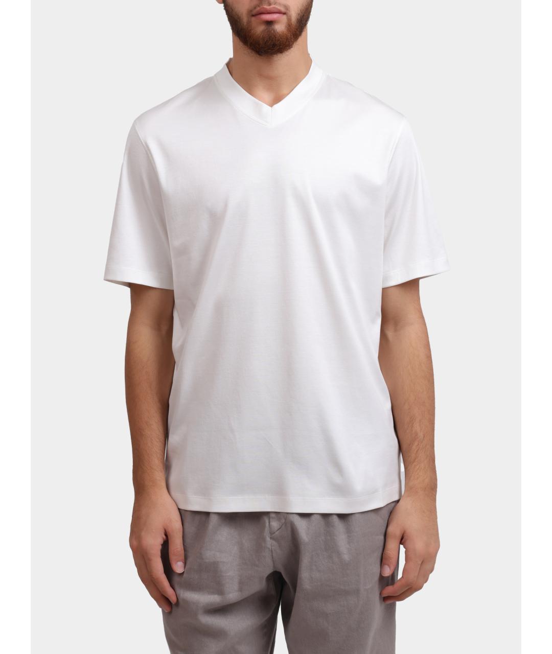 BRUNELLO CUCINELLI Белая хлопковая футболка, фото 2
