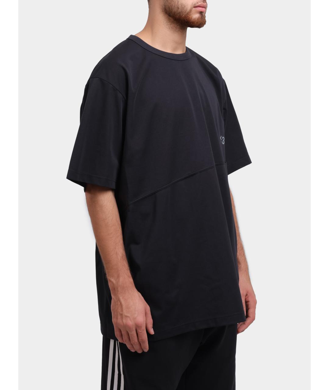 Y-3 Черная хлопковая футболка, фото 3