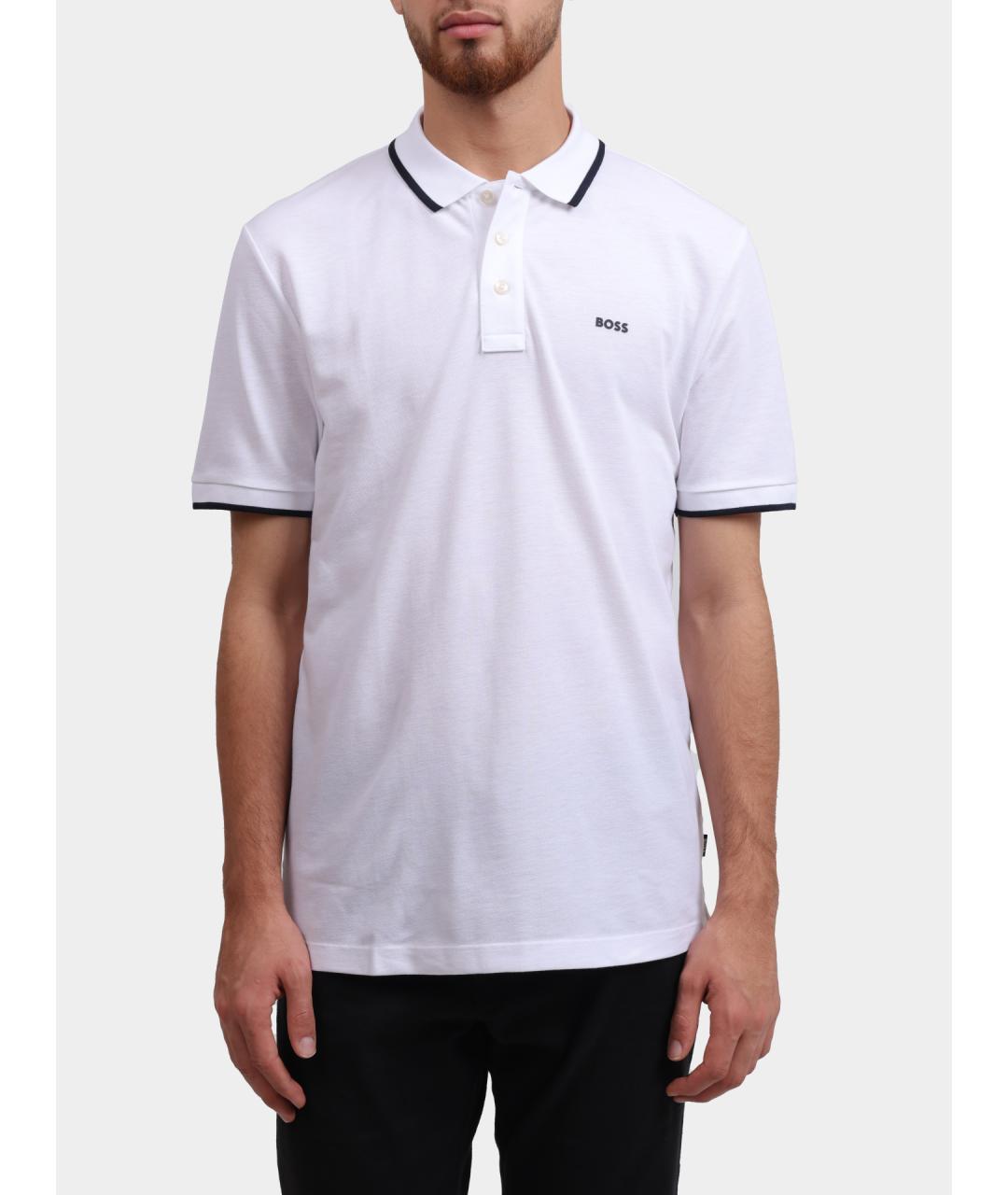 HUGO BOSS Белое хлопковое поло с коротким рукавом, фото 5
