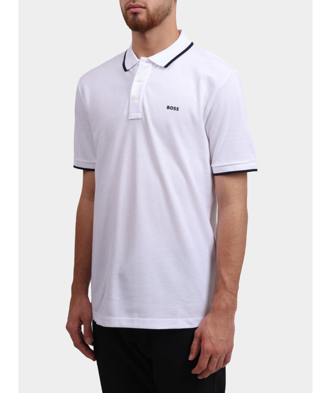 HUGO BOSS Белое хлопковое поло с коротким рукавом, фото 3