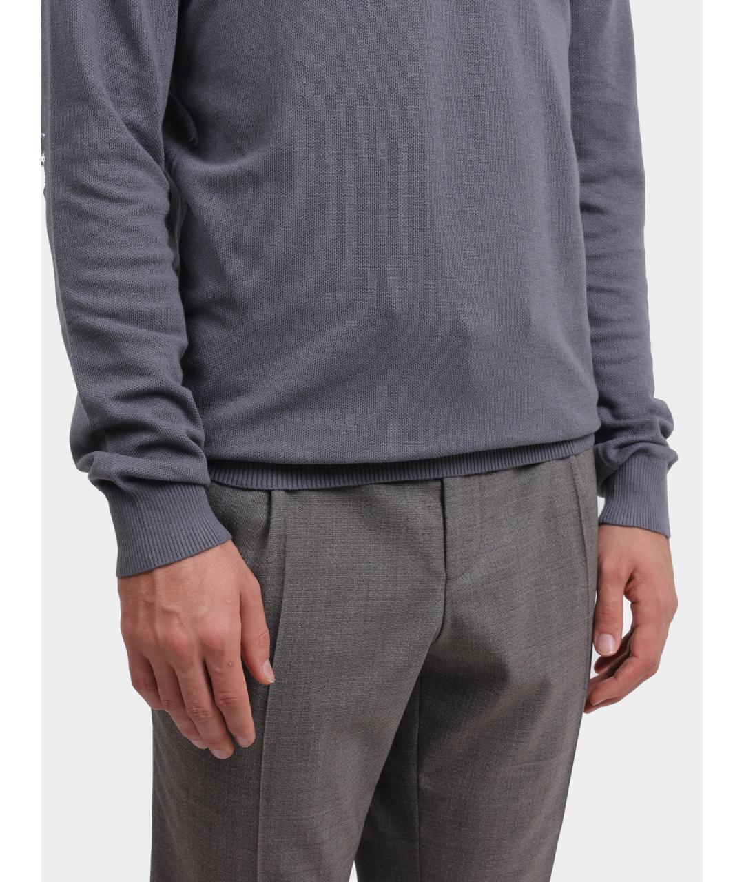 HUGO Серое поло с длинным рукавом, фото 4