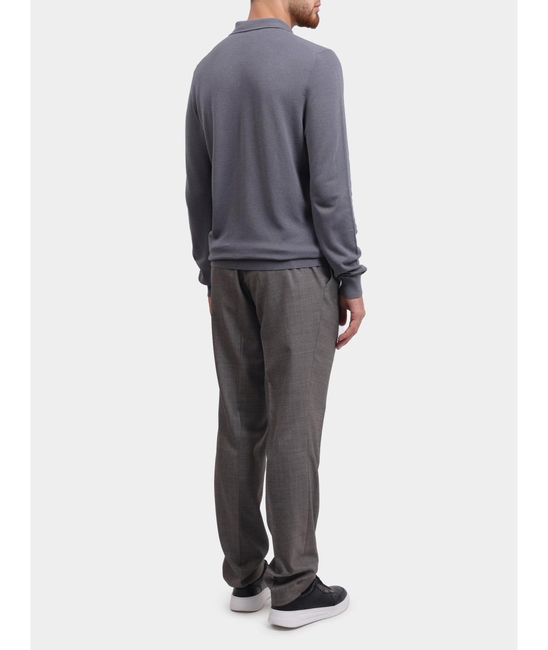 HUGO Серое поло с длинным рукавом, фото 5