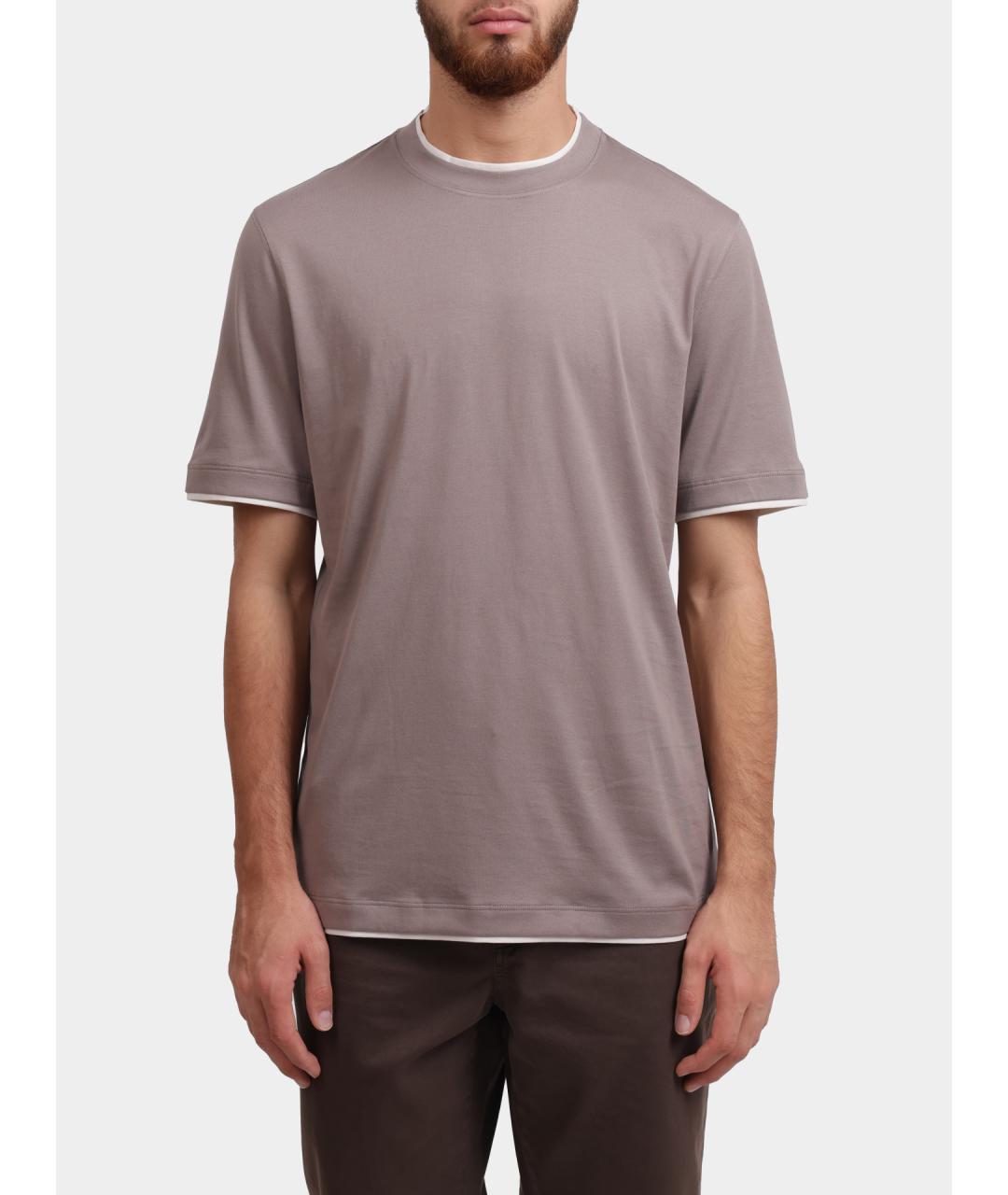 BRUNELLO CUCINELLI Бежевая хлопковая футболка, фото 5