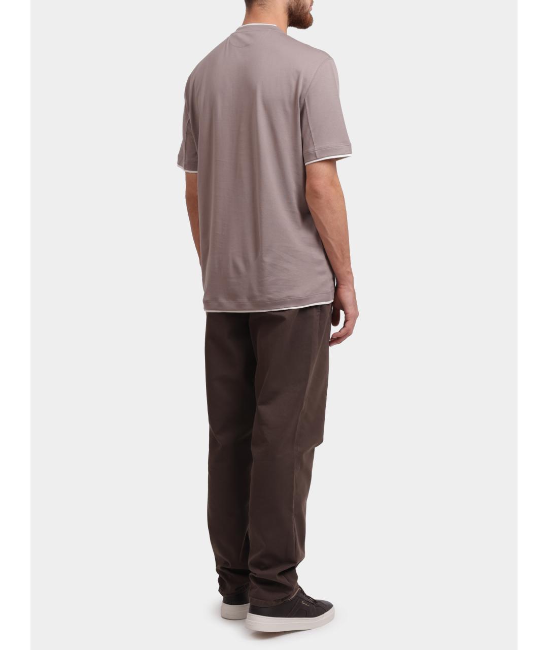 BRUNELLO CUCINELLI Бежевая хлопковая футболка, фото 4
