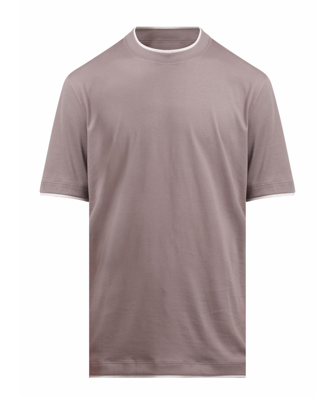 BRUNELLO CUCINELLI Бежевая хлопковая футболка, фото 1