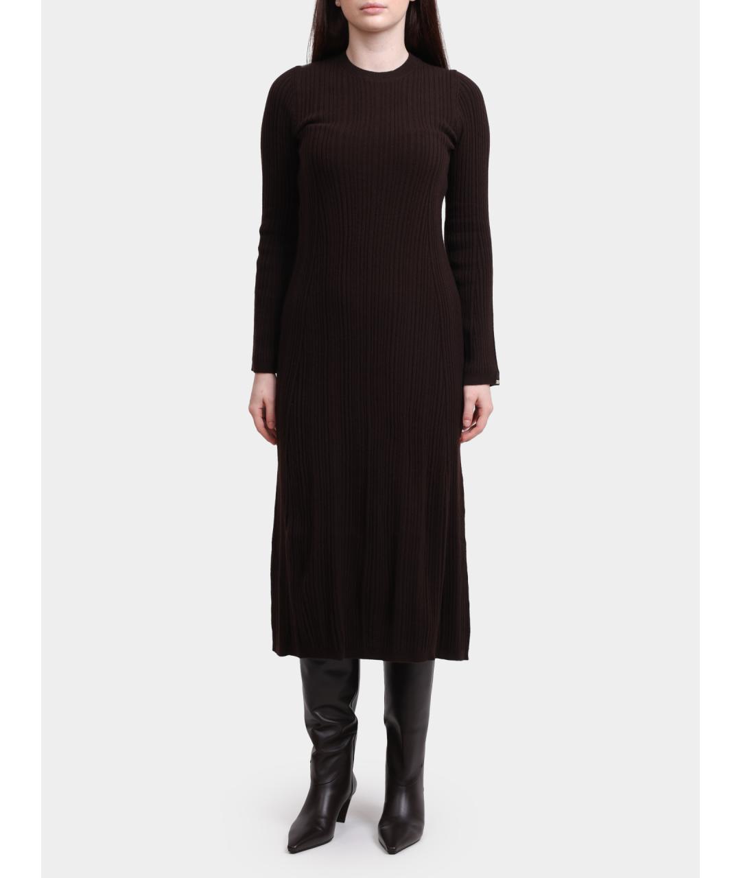 HERNO Коричневое шерстяное повседневное платье, фото 5