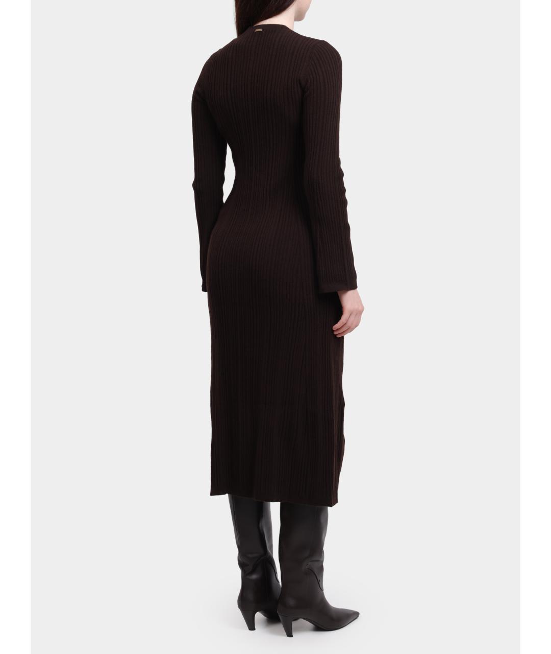 HERNO Коричневое шерстяное повседневное платье, фото 4