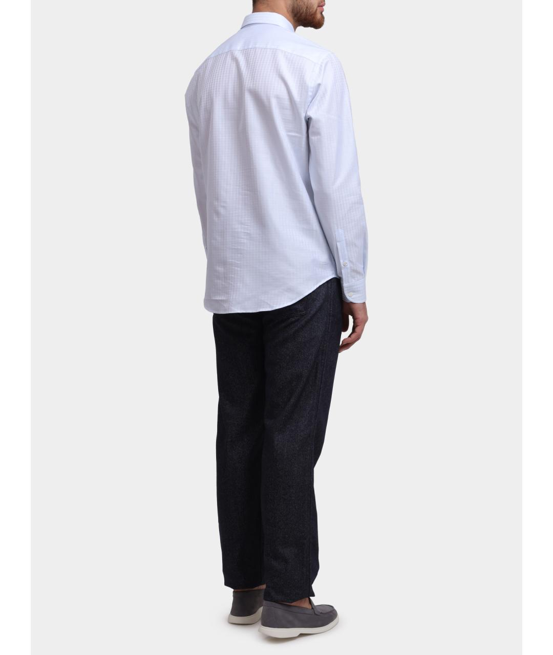 EMPORIO ARMANI Голубая хлопковая классическая рубашка, фото 4