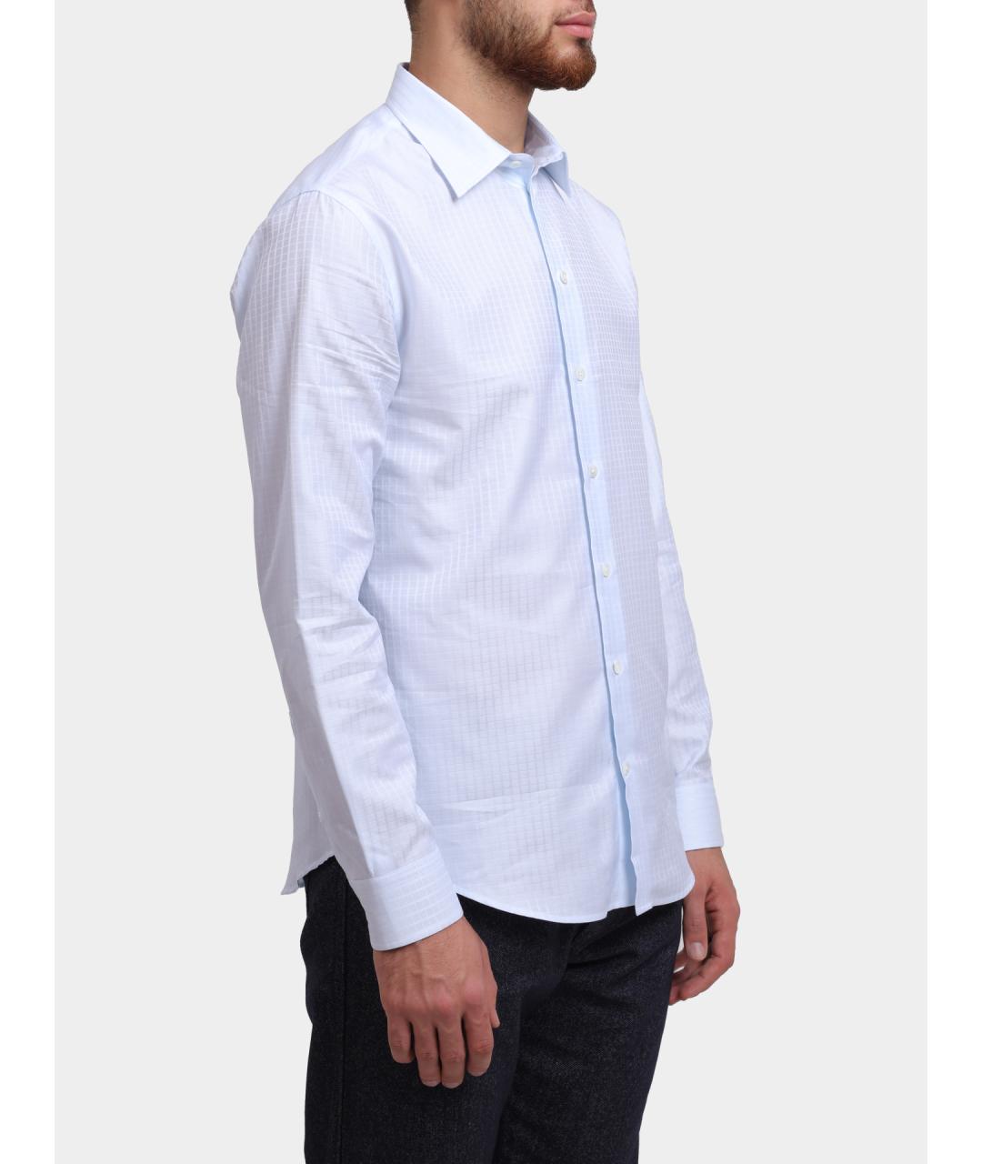 EMPORIO ARMANI Голубая хлопковая классическая рубашка, фото 3