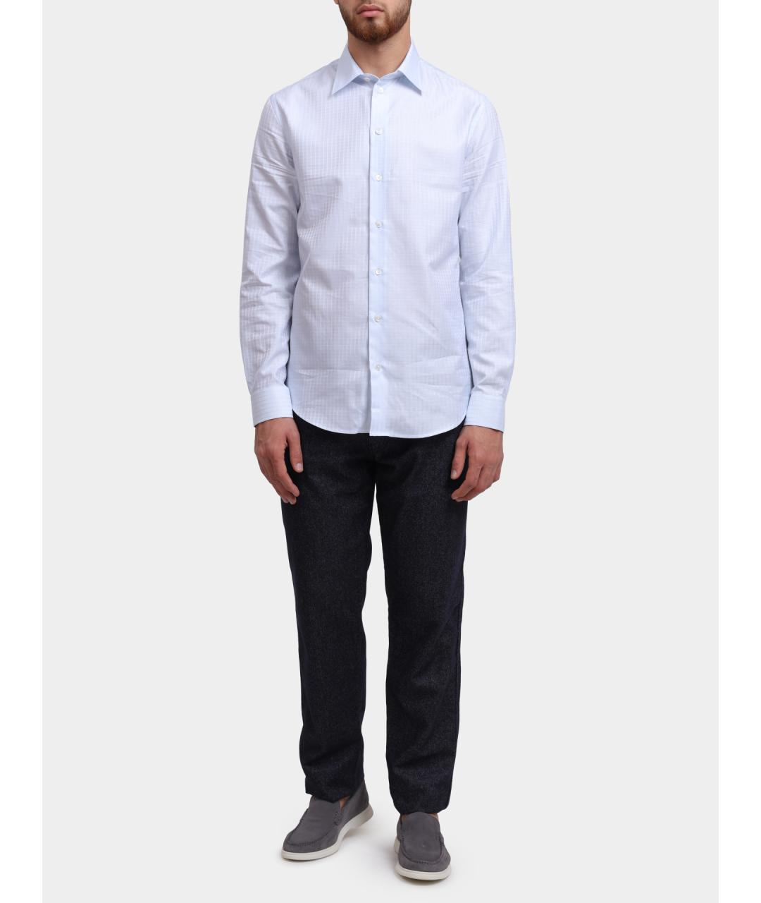 EMPORIO ARMANI Голубая хлопковая классическая рубашка, фото 2