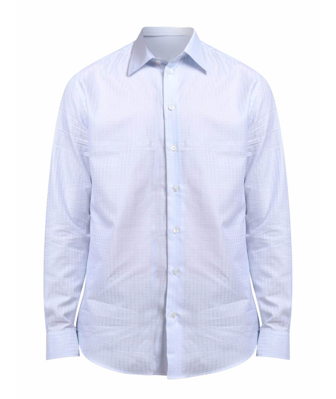 EMPORIO ARMANI Голубая хлопковая классическая рубашка, фото 1